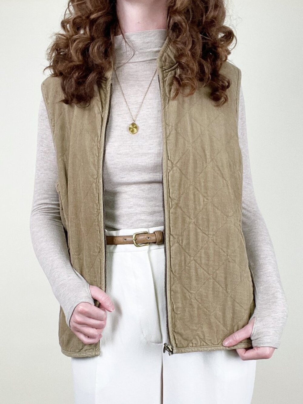 Vintage 90s Corduroy Quilted Vest Coat Preppy Hunting Field Jacket Oversized XL